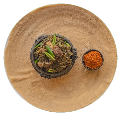 Gomen Besiga, plated and ready to serve