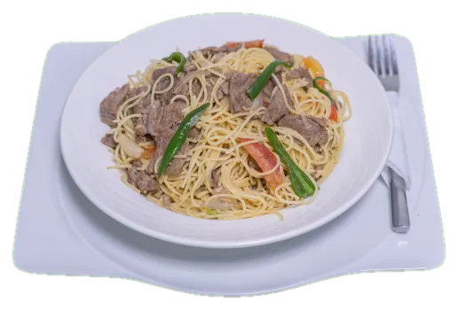 Pasta With Meat, plated and ready to serve