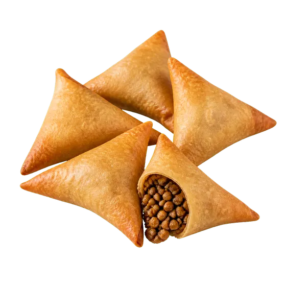 Sambusa, plated and ready to serve