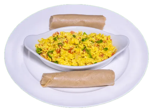 Scrambled Eggs, plated and ready to serve