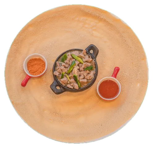 Tibs, plated and ready to serve